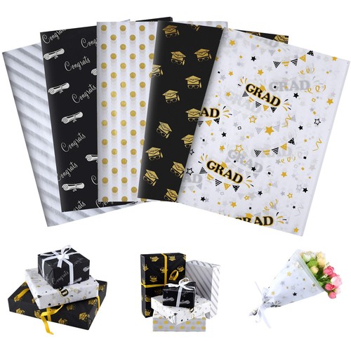 90 Sheets Graduation Gift Wrapping Tissue Paper Cap Diploma for Art ...