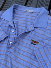 Peter Millar Polo Shirt L Cotton Stripe Baltusrol Country Club Golf PGA