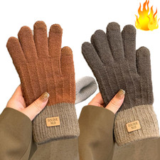 Winter Plush Knitted Touchscreen Gloves Warm Outdoor Riding Ski Gloves Unisex