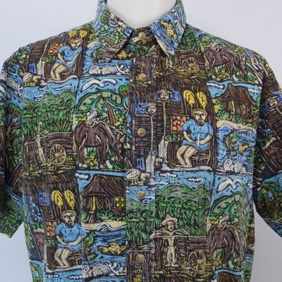 KAHALA Hawaiian Shirt Men's XL Tribal Island Life Handcrafted In Hawaii, USA