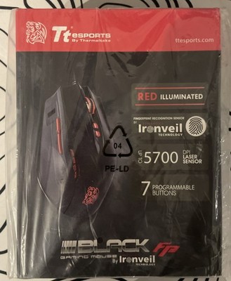 Tt eSports Black FP Gaming Maus 5700 DPI, Fingerprint Sensor NEU & OVP