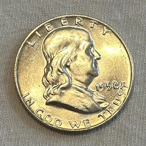 1958 D FRANKLIN HALF DOLLAR HARD STRIKE 90% SILVER BU