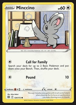 SWSH09: Brilliant Stars Minccino #124/172 Common Pokemon Card
