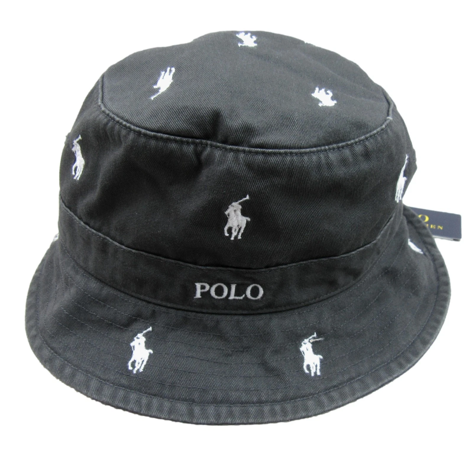 Polo Ralph Lauren Embroidered Pony Bucket Hat Adult Size L/XL Grey NEW