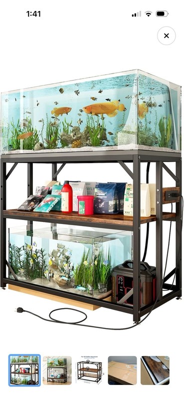 40 Gallon Fish Tank Stand with Power Outlets, Aquarium Stand with Adjustable