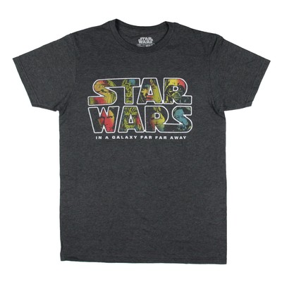 Star Wars Men's In A Galaxy Far Far Away Character Design Letters T-Shirt