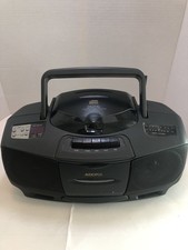 Audiovox Portable CD Cassette Boombox AM/FM Radio Tape Recorder Black Tested VTG