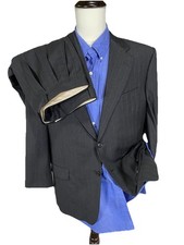 Vintage Hickey Freeman Loro Piana 42S Gray Pinstriped 2pc Suit Jacket Pants W37