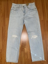 Levi's Low Pro Straight Light Blue Distressed Jeans Women Denim