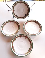 4 Christopher Radko Holiday Celebrations Saucer Plates Christmas Tree 6" EUC!