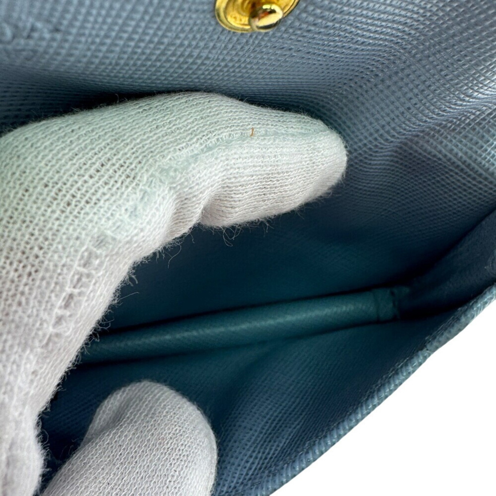 PRADA Saffiano Card Case Wallet Blue Women's GZl1f7uj thumbnail 8