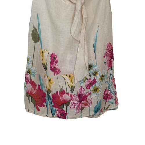Bellambia Made In Italy Sleeveless Pink Neutral Daisy Lilly Floral Linen Top M - Bild 6 von 7