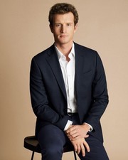 Charles Tyrwhitt Blazer Jacket Mens 44R Navy Blue Proper Slim Fit Wool RRP £199