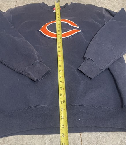 Y2k VTG Made in USA Chicago Bears Crewneck Sweater Medium 🔥 Navy Embroidered - Picture 4 of 6