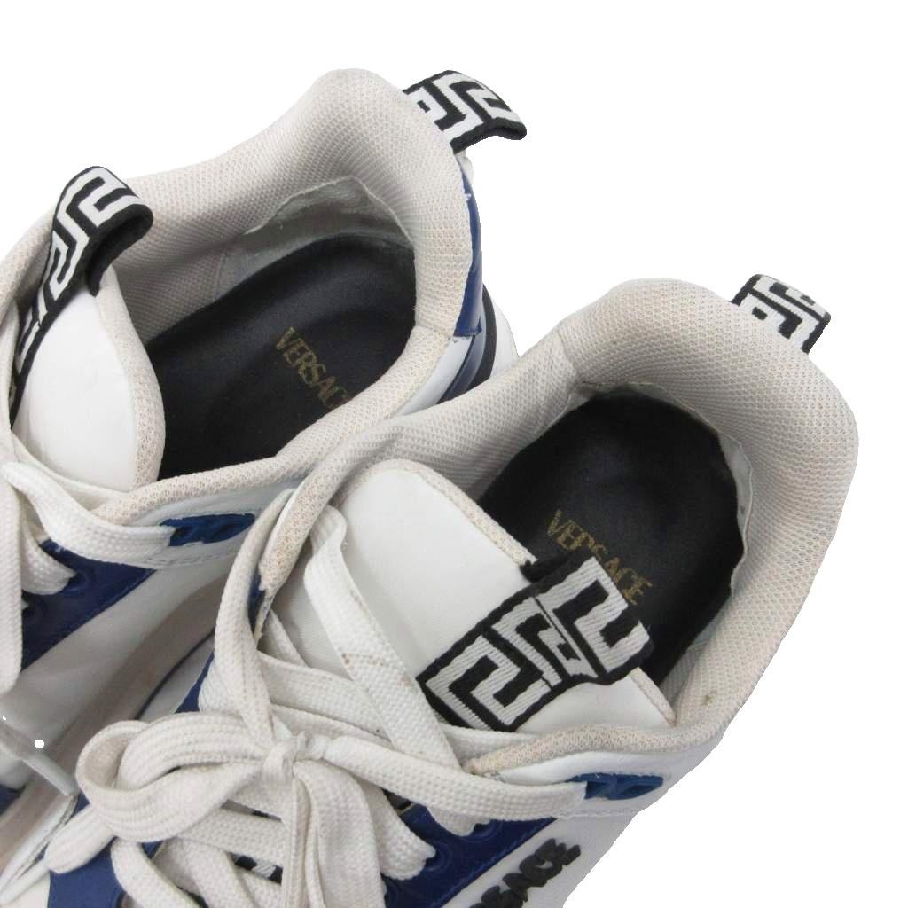 Versace Sneakers Men’s Calf Leather Lowcut Shoes White Navy US 9 42 Used thumbnail 6