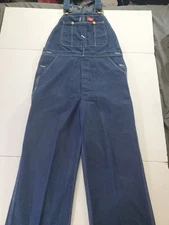 Dickies Overalls Mens 34x32 Blue Denim Vintage Work Bib Outdoor Farm Work 