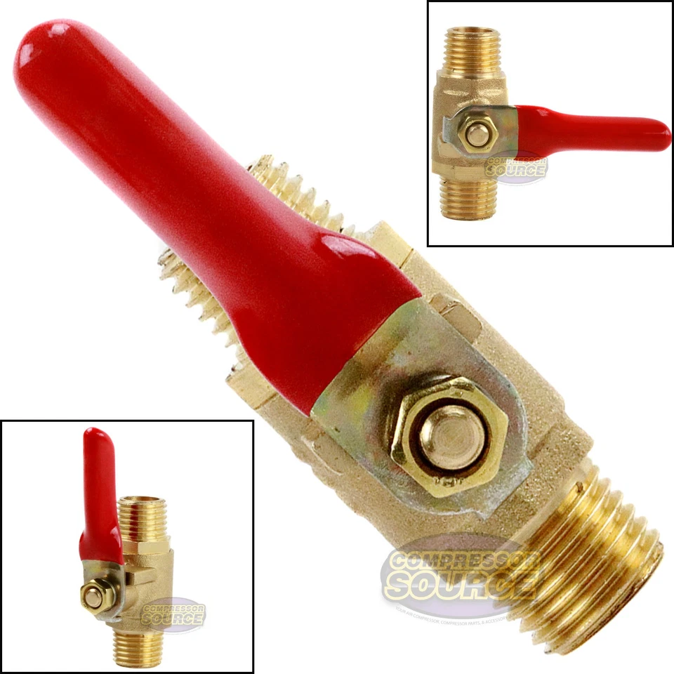 10 Pack 1/4" Male Male NPT Brass Ball Valve Moisture Air Tank Drain Shut Off - Image 2 of 4