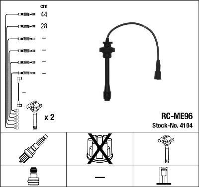 IGNITION CABLE SET LEADS KIT NGK 4104 P FOR CHRYSLER SEBRING 2.4 2.4L 112KW - Picture 2 of 6