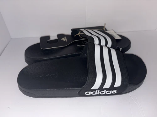 ADIDAS Sandali infradito uomo Adilette doccia slide taglia 13 nero bianco righe