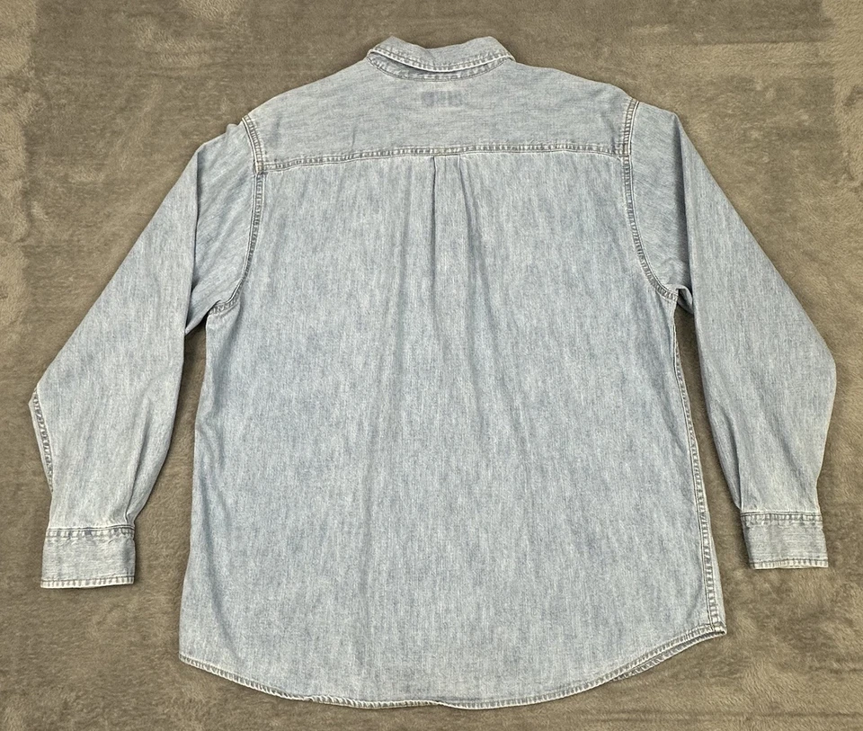 Route 66 Shirt Mens Large Light Blue Cotton Denim Button Down Pocket Workwear - Image 4 of 4