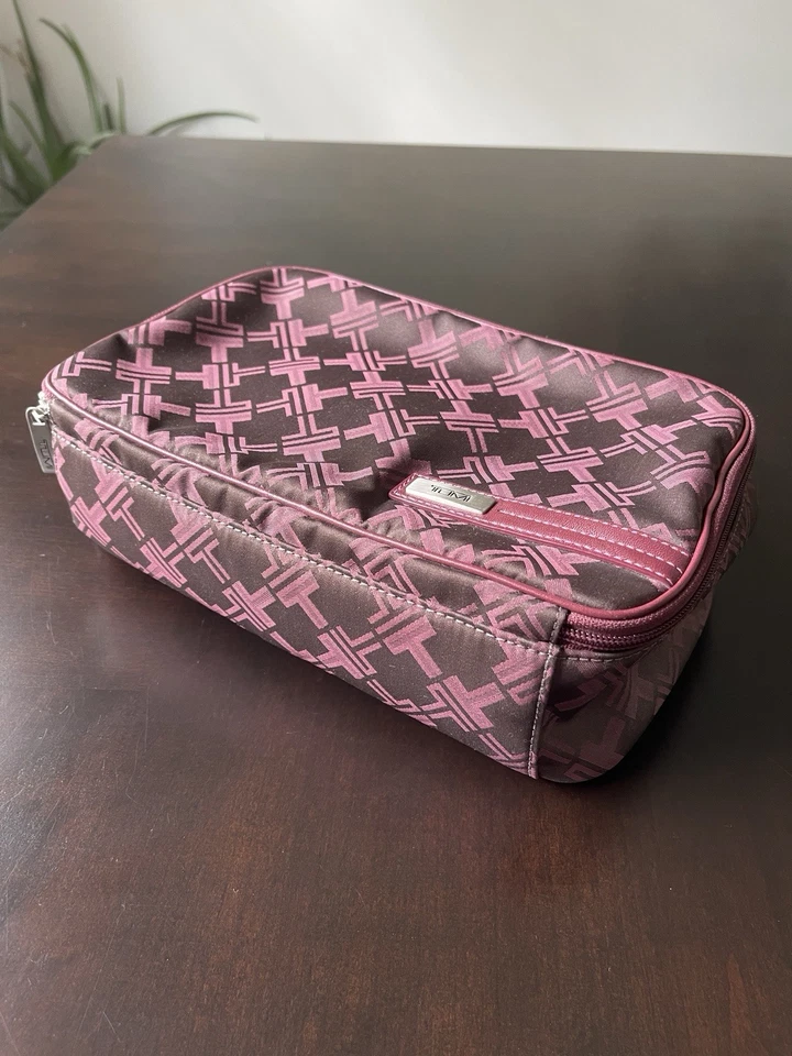 Tumi Burgundy Signature Monogram Toiletry Travel Case w/ 2 Main Compartments - Image 3 of 4