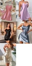 Women Satin Slip Nightgown Sleepwear Silk Lingerie Spaghetti Strap Dress