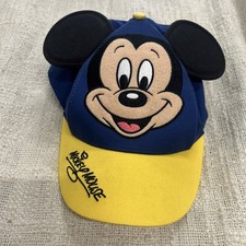 Disney Parks Mickey Mouse Ears Baseball Cap Blue Yellow Youth Size Snap Back Hat