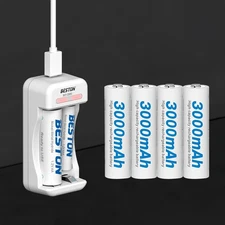 40/ 4PCS 1.2V 3000MaH Ni-MH AA Size Cell Rechargeable Batteries Lot + Charger