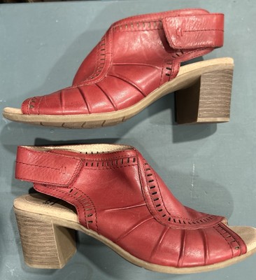 Earth Shoes Steph Moza Royal Red Leather Heels Booties Shoes Womens 8.5, 2.5 