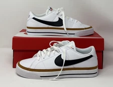 Nike Men’s Court Legacy Next Nature Shoes, White/Black/Desert Ochre, Size 8