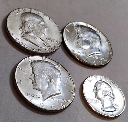 US Silver Lot • Franklin Half • Kennedy 90%/40% • Quarter • AU Details     X1