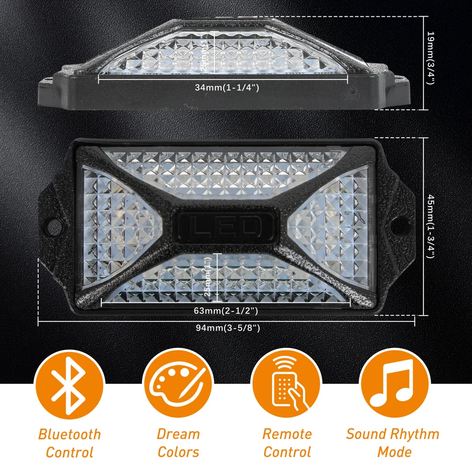 RGB LED Rock Lights Underglow Kit Neon Multi Color APP Remote for Dodge Durango - Imagem 2 de 4