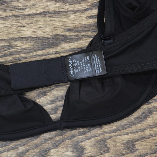 calvin Klein Womens Sheer Marquisette Unlined Plunge Bra QF6727 Black 32D - 第 8/8 張圖片