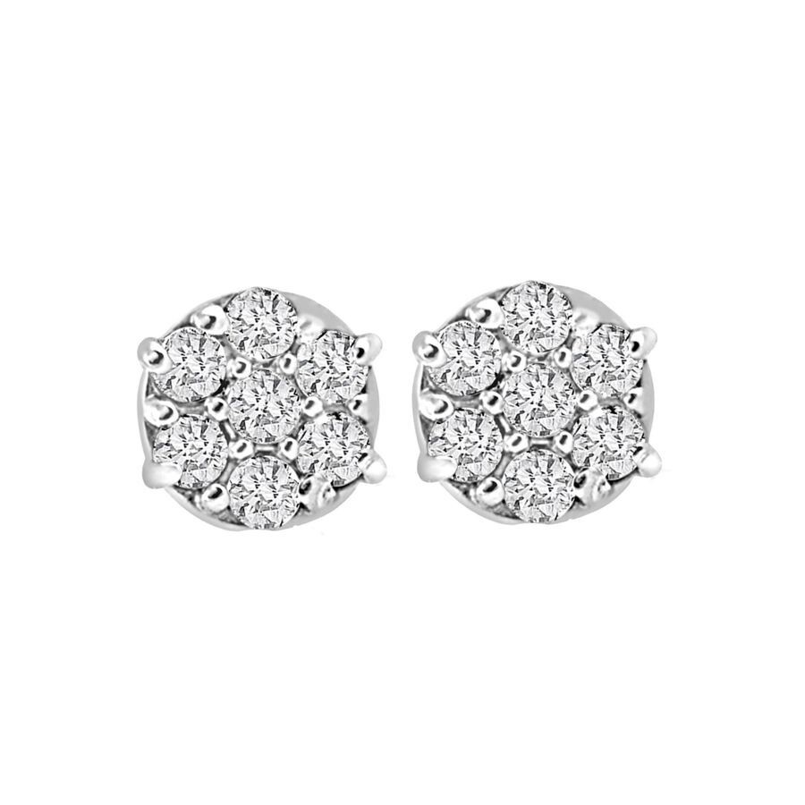 Pendientes redondos de lujo con racimo de diamantes TCW 0,25 en oro blanco comprar a la venta en línea