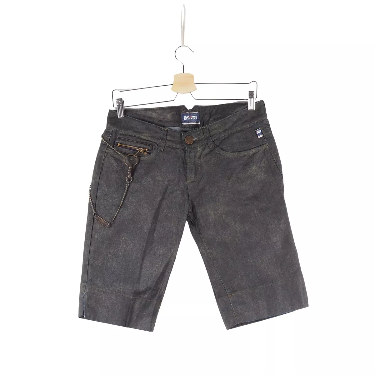 Jean Paul Gaultier Vintage Women Coated Denim Grunge Shorts size 28