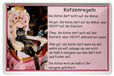  ''Katzenregeln. Katze darf nicht auf die Möbel'' 20x30cm Blechschild