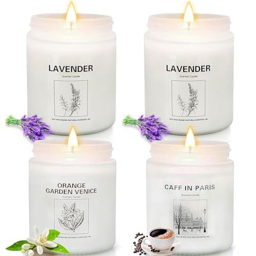 4 Pack Candles for Home Scented Lavender Aromatherapy Candles Gifts Set for W...