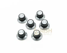 6pcs Vintage Guitar Top Hat AMP Knob Effect Pedal Knobs Black/Chrome Top
