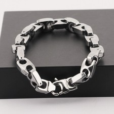 Heavy Tungsten Steel Solid Chain Link Bracelet For Mens 9mm 9inch For Husband