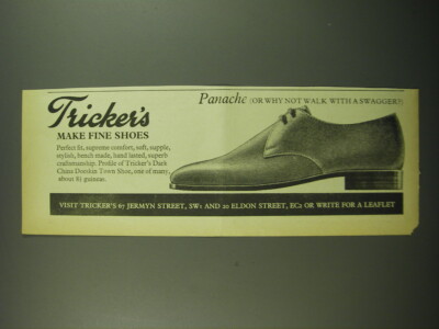 1968 Tricker's Dark China Doeskin Town Shoe Ad - Panache