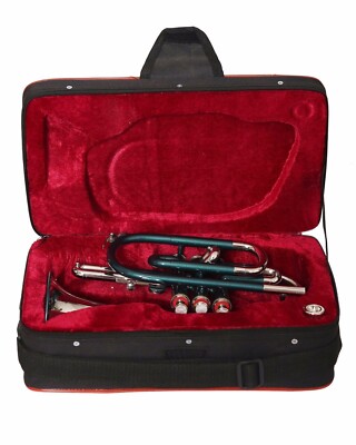 Cornet Bb FLAT CORNET GREEN NICKEL WITH FREE HARD CASE+MOUTHPIECE+FAST SHIP
