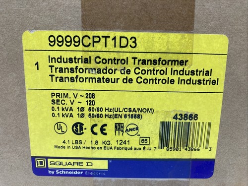 SQUARE D 9999CPT1D3 FUSED COMBO KIT TRANSFORMER - Picture 2 of 6