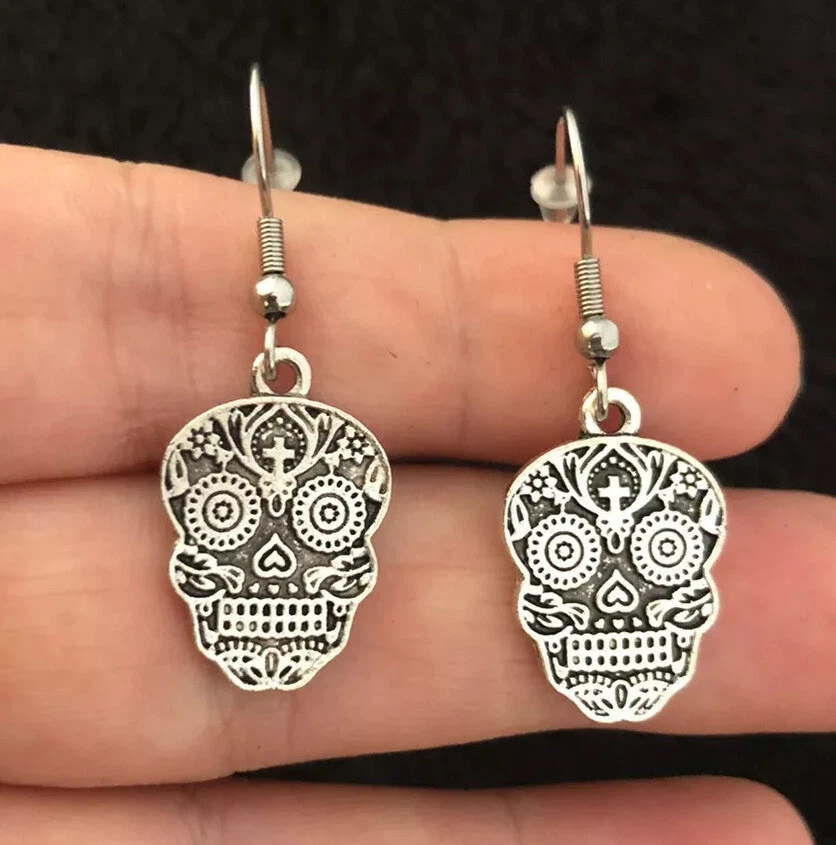 Stainless steel 2024 skull earrings