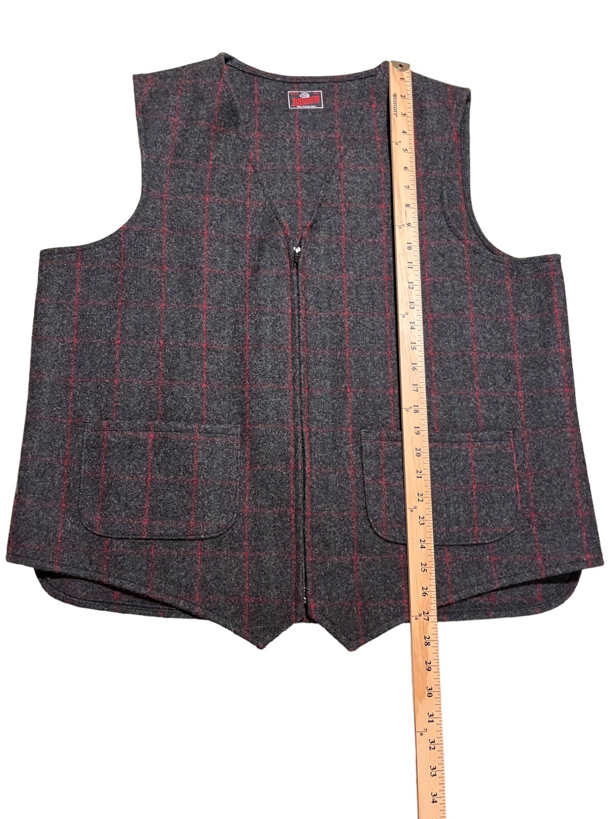 Johnson Woolen Mills Hunting Vest XXL 2XL Adirondack Malone Plaid Wool