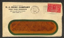 USA & Q2 PARCEL POST STAMP H.J. HEINZ CO PURE FOODS NEW YORK COVER 1913
