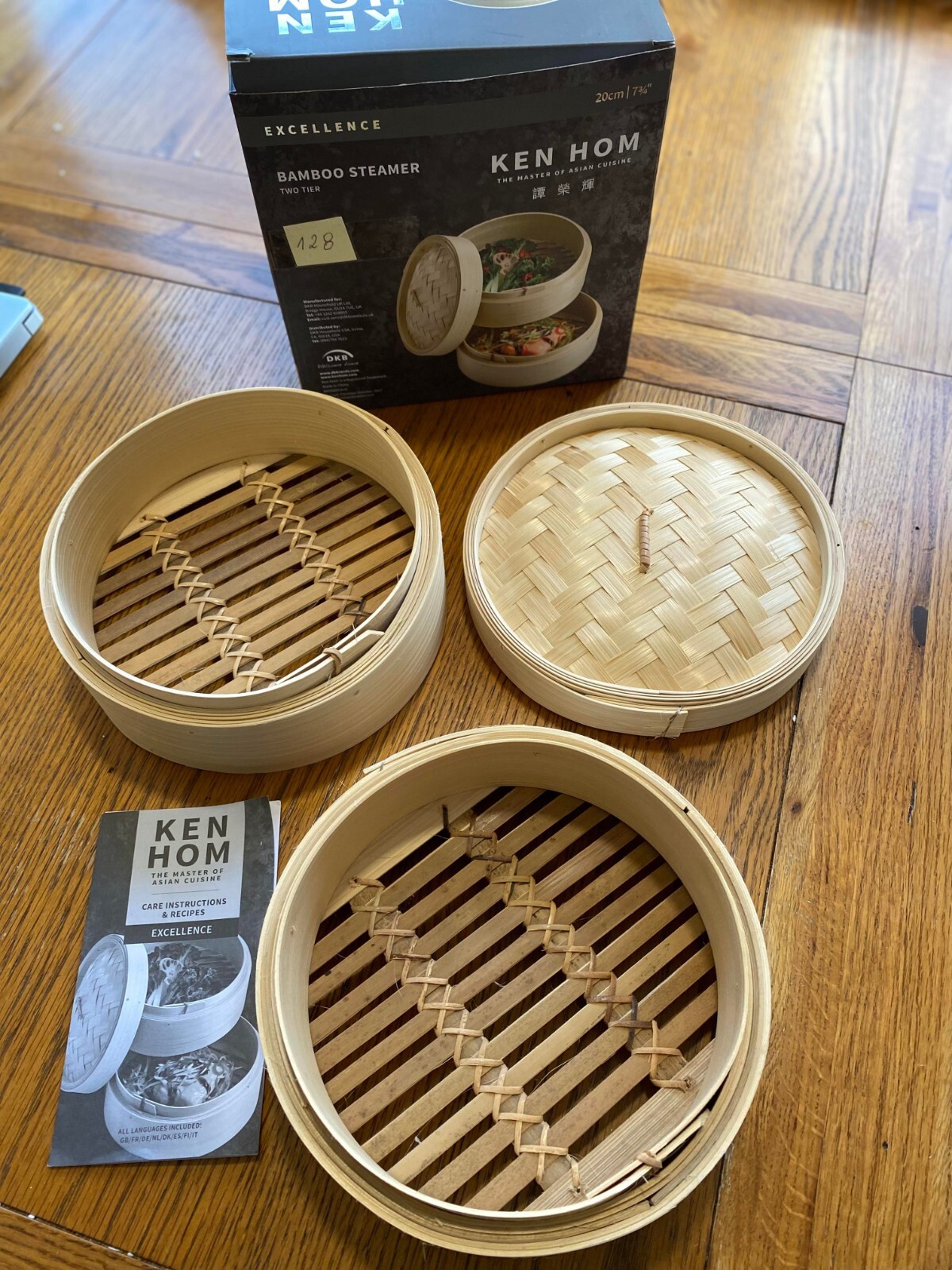 Bamboo Steamer Ken Hom Excellence 2-Tier Authentic Chinese Rice/Fish/Veg, 20cm