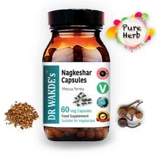 DR WAKDE'S Nagkeshar Capsules (Musua ferrea) | 60 Veg Caps | Ayurvedic Supple...