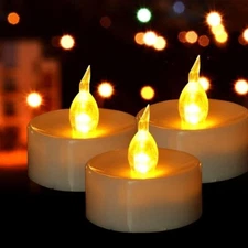 24-Pack LED Tea Light Realistic Flameless Candles w/Batteries - 200 Hrs Runtime