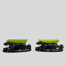 Pair of MCM Haeger Pottery Panther Planters USA 1940-1950 13" Long