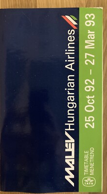MALEV HUNGARIAN AIRLINES WINTER 1992/93 TIMETABLE TU154 TU134  ROUTE MAP